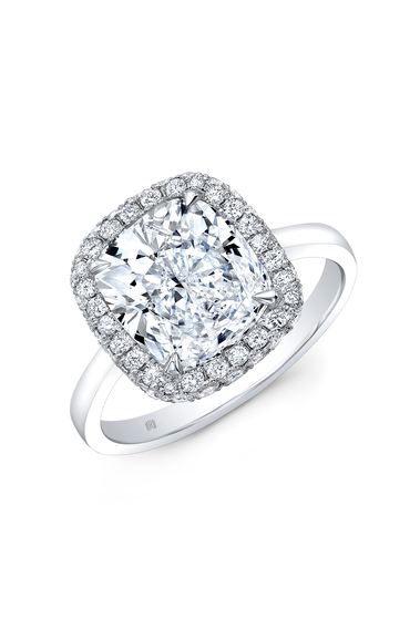 Cushion cut Diamond Halo Solitaire in Platinum