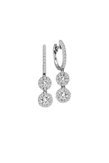 Center of My Universe Round Halo Two Tier Drop Earring &#40;0.46 ct&#41;