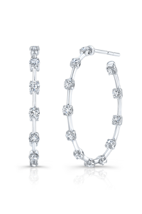 Bar Hoops in White Gold