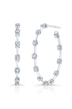 Bar Hoops in White Gold