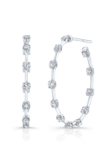 Bar Hoops in White Gold