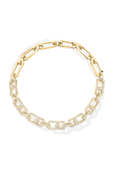 Yellow gold diamond pave necklace So Move XL