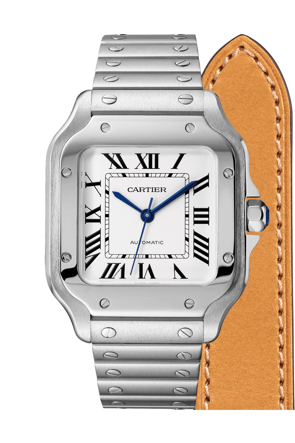 Santos de Cartier Steel Watch with Diamonds, medium | Lee Michaels Fine  Jewelry