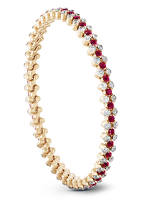 Brevetto 3-row Multi Size Bracelet in Pink Gold with Rubies