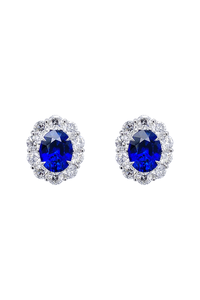 Oval Vivid Blue Sapphire Earrings