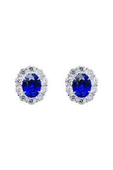Oval Vivid Blue Sapphire Earrings