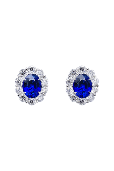 Oval Vivid Blue Sapphire Earrings