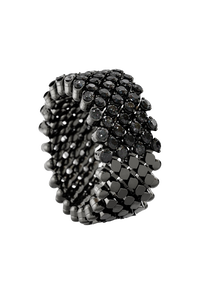 Brevetto 7-row Multi Size Ring in Black Gold with Black Diamonds