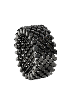 Brevetto 7-row Multi Size Ring in Black Gold with Black Diamonds