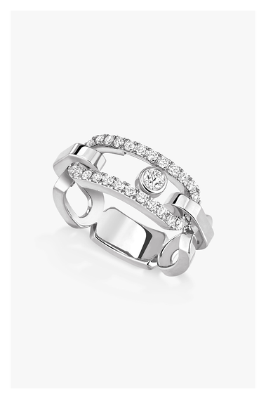 Move Link Ring in White Gold Size 54