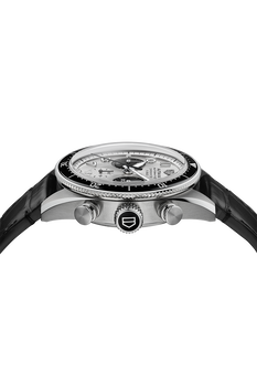 Autavia Calibre Heuer 02 Automatic Silver Leather Chronograph