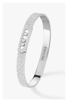 Move Noa Full Pav&eacute; SM Bangle in White Gold Size M