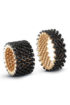 Brevetto 7-row Multi Size Ring in Pink and Black Gold with Black Diamonds