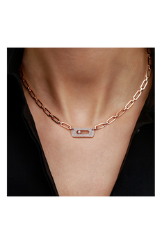 Move Link Chain Neckace in Pink Gold