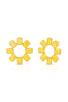 Yellow Diamond Flower Studs 6.32 ct