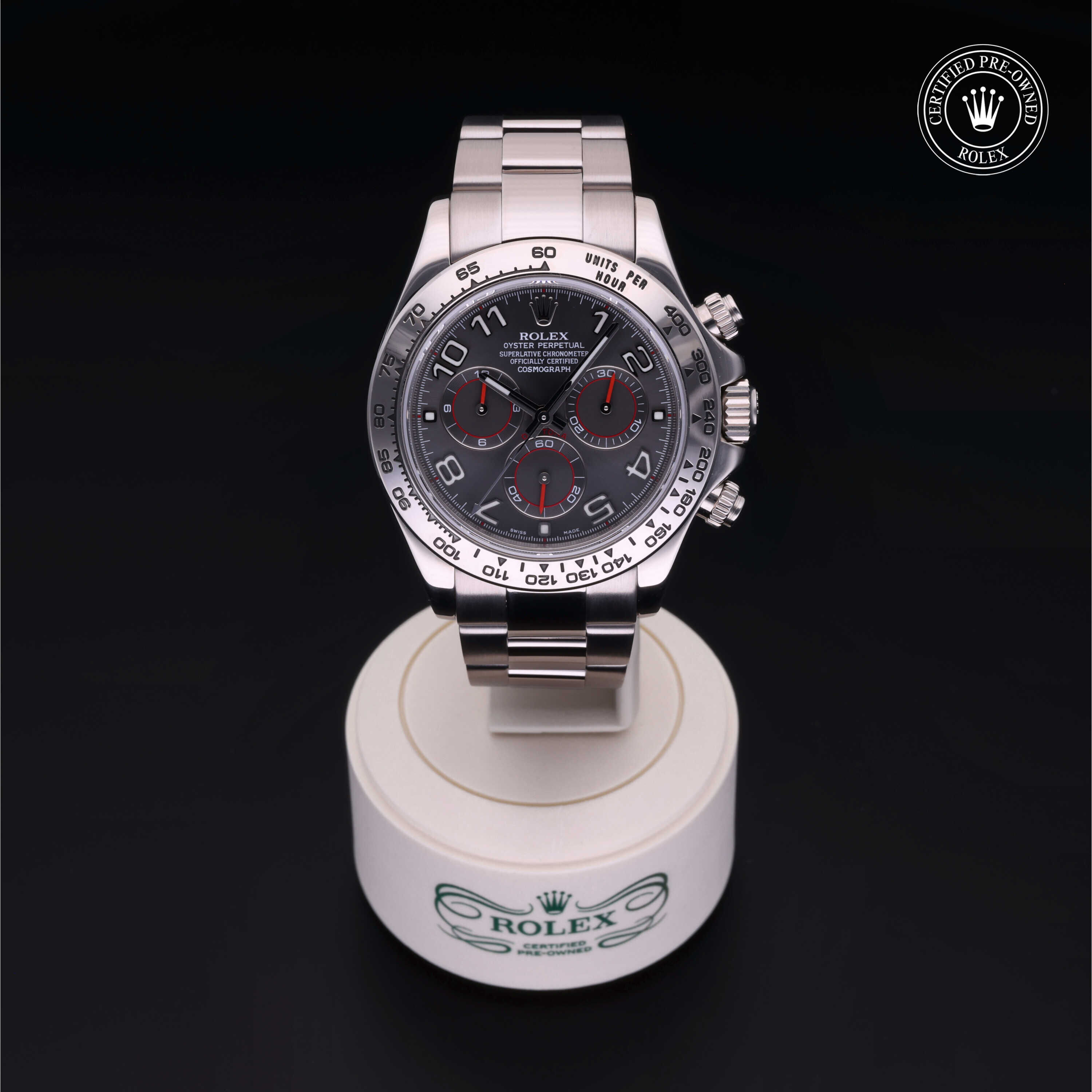 ^_^ Rolex Cosmograph Daytona 116528 116528-GRYS Grey Index 18k