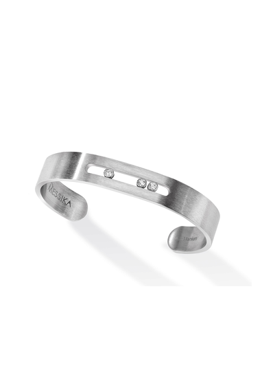 Natural titanium and white diamond bangle bracelet Move Titanium