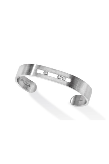 Natural titanium and white diamond bangle bracelet Move Titanium