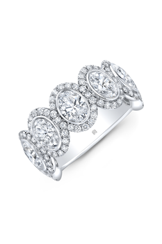 Oval Cut Diamond Halo Band in White Gold