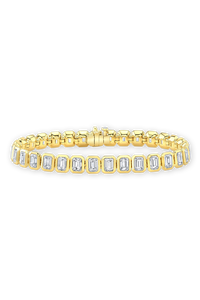 Emerald Cut Diamond Bezel Bracelet in Yellow Gold