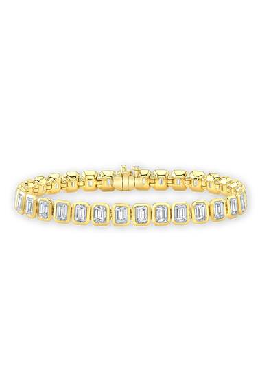 Emerald Cut Diamond Bezel Bracelet in Yellow Gold