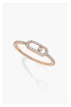 Move Uno Pav&eacute; Ring in Pink Gold Size 54