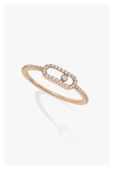 Move Uno Pav&eacute; Ring in Pink Gold Size 54