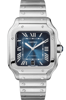 Santos de Cartier Stainless Steel, Large, two interchangeable straps