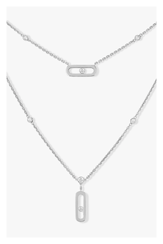 Move Uno 2-row Necklace in White Gold
