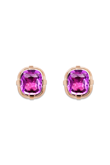 Cushion Cut Pink Sapphire Earrings
