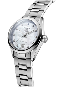 Carrera Calibre 9 Automatic Mother of Pearl Steel Watch