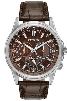 Citizen Eco-Drive Men&#39;s Calendrier Brown Leather Watch With Date