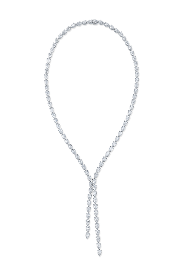 Lariat Necklace in White Gold