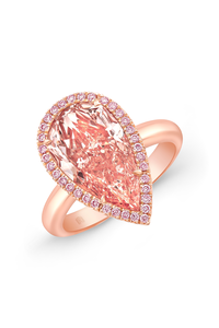 Pear cut Fancy Brownish Pink Diamond Ring in Pink Gold