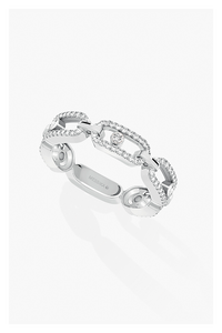 Move Link Multi Pav&eacute; Ring in White Gold Size 55