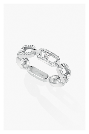 Move Link Multi Pav&eacute; Ring in White Gold Size 55
