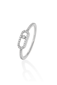 Move Uno Pavé Ring in White Gold Size 54