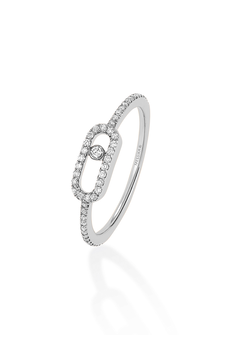 Move Uno Pav&eacute; Ring in White Gold Size 54