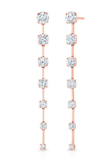 Bar Drop Earrings in Pink Gold