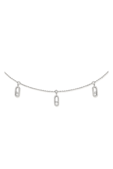 Move Uno diamond choker necklace in white gold