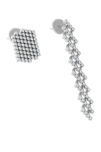 Serafino 7-row Multi Size Earrings in White Gold