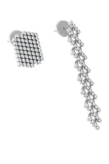 Serafino 7-row Multi Size Earrings in White Gold