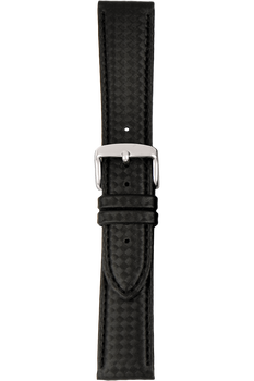 20 mm Black Leather Strap with Carbon-Fiber Finish