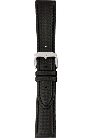 22 mm Black Leather Strap with Carbon-Fiber Finish