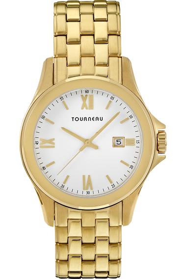 Men&#39;s Gold Tone White Dial Bracelet