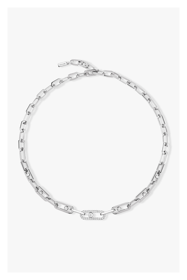 Move Link Chain Necklace in White Gold