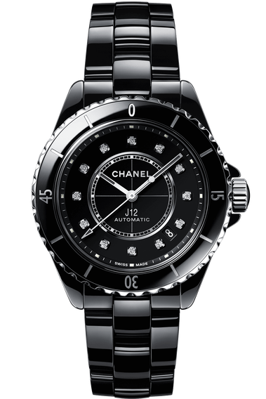 Chanel J12 Diamond Dial Black Ceramic Quartz Unisex Watch H2428