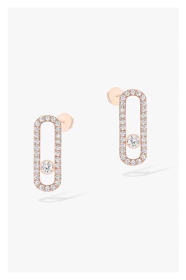 Move Uno Pav&eacute; Studs in Pink Gold
