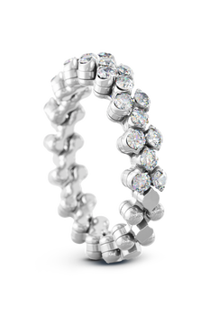 Brevetto 3-row Multi Size Ring in White Gold