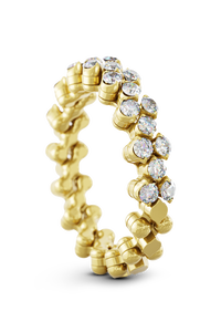 Brevetto 3-row Multi Size Ring in Yellow Gold